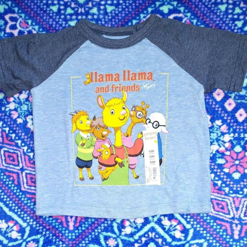 JUMPING BEANS boy/girl shirt, llama llalma and friends, 12 month k-330